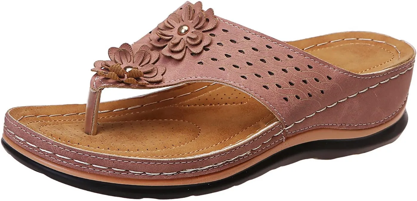 Walking Sandals Women, Women's T-Strap Sandals Vintage Boho Flat Sandals Dress Shoes Outdoor Beach Flip Flops
