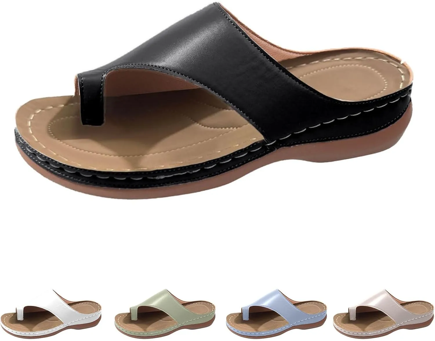 Wedge Sandals for Women Comfortable Orthopedic Sandals Dressy Summer Casual Walking Flip Flops Arch Support Sandal Slip on Beach Shoes Vacation Slippers