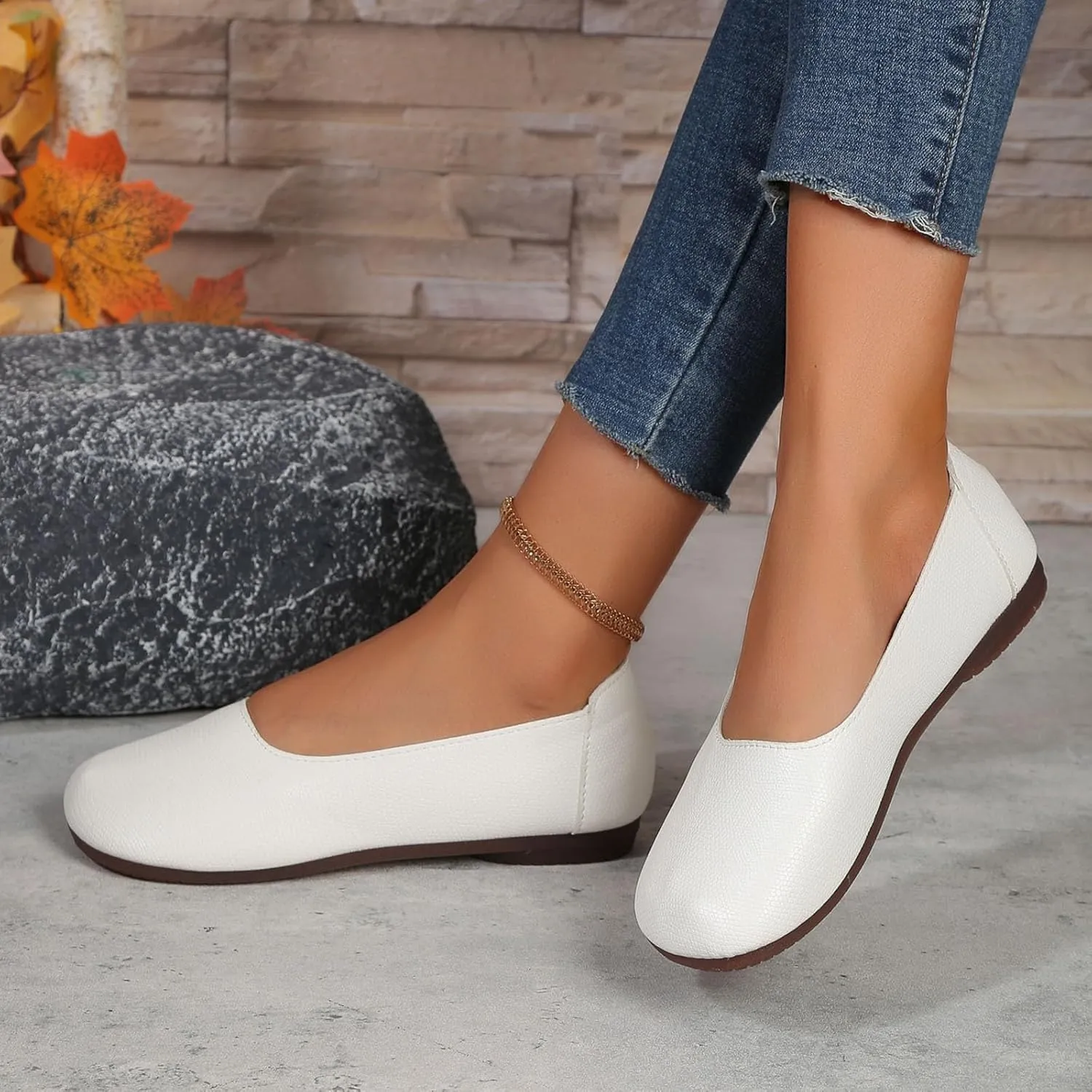 Women Flat Shoes Comfortable Round Toe Slip on Flats Summer Dressy Work Shoe Casual Ladies Wedding Walking Shoes Cute Penny Loafer Slip On Ballet Flat