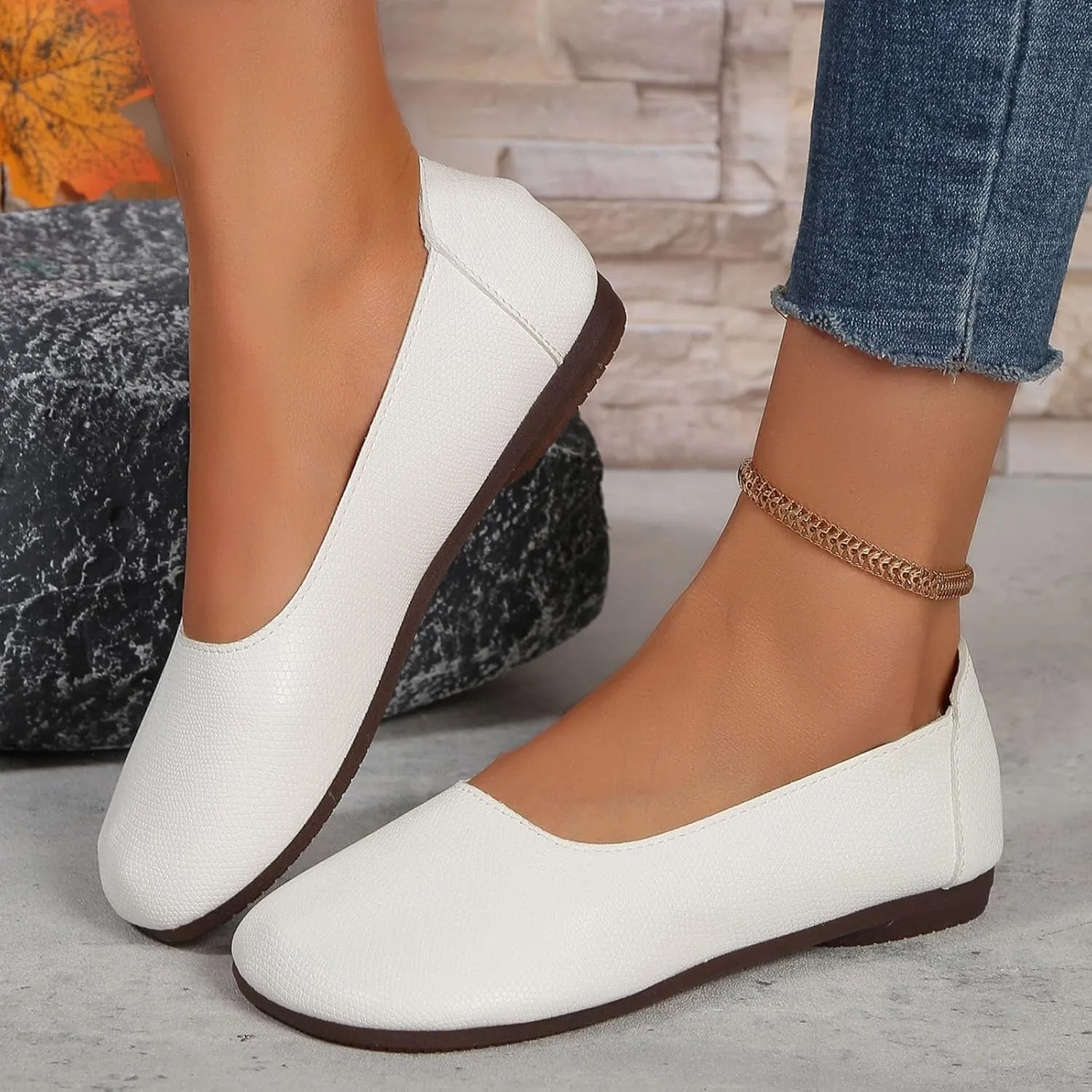Women Flat Shoes Comfortable Round Toe Slip on Flats Summer Dressy Work Shoe Casual Ladies Wedding Walking Shoes Cute Penny Loafer Slip On Ballet Flat
