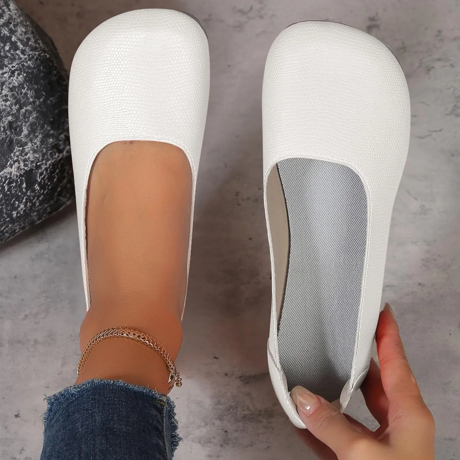 Women Flat Shoes Comfortable Round Toe Slip on Flats Summer Dressy Work Shoe Casual Ladies Wedding Walking Shoes Cute Penny Loafer Slip On Ballet Flat