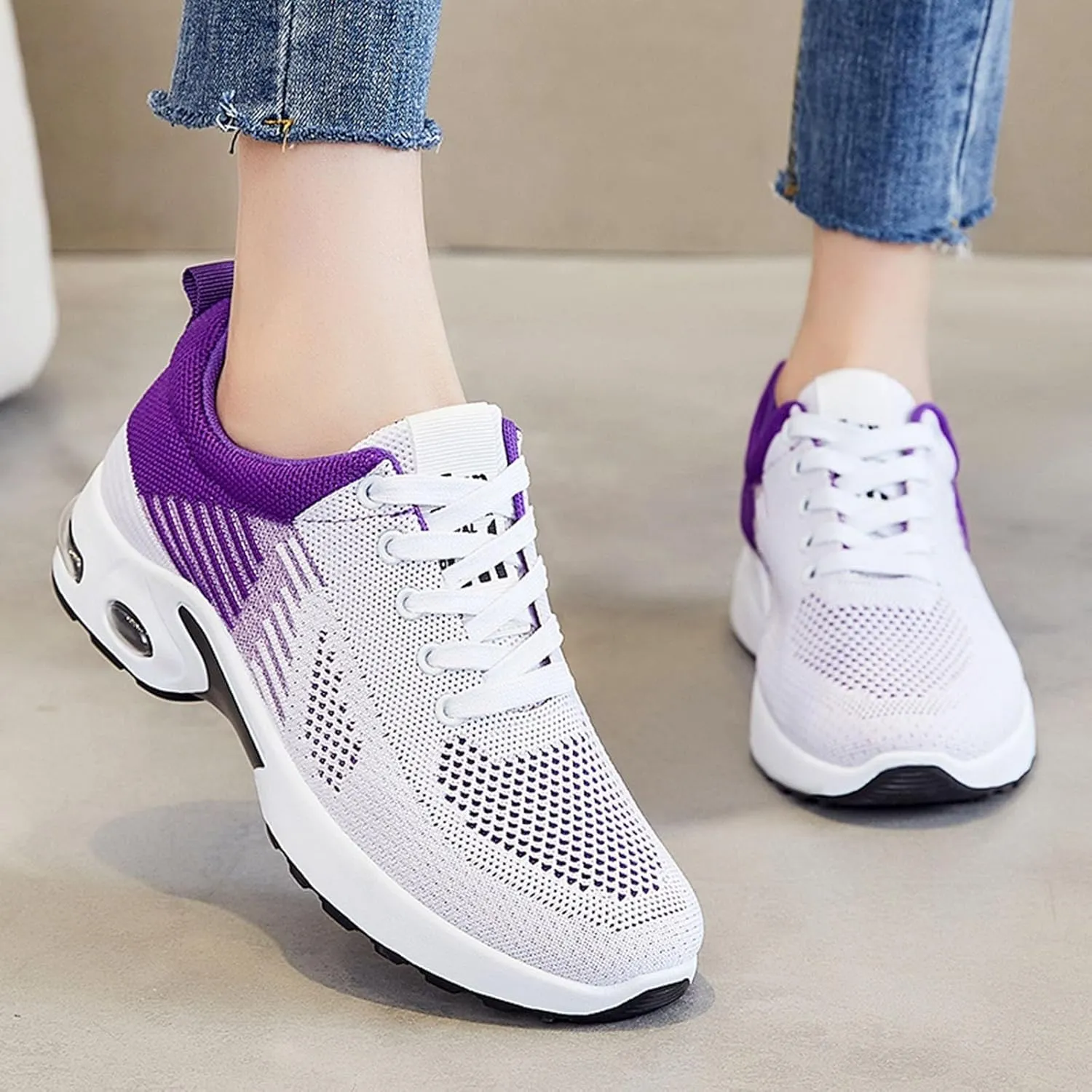 Women Running Shoes Arch Support Wide Sneakers Orthopedic Stretch Cushion Shoes Wide Width Toe Box Shoe Plantar Fasciitis Tennis Sneakers