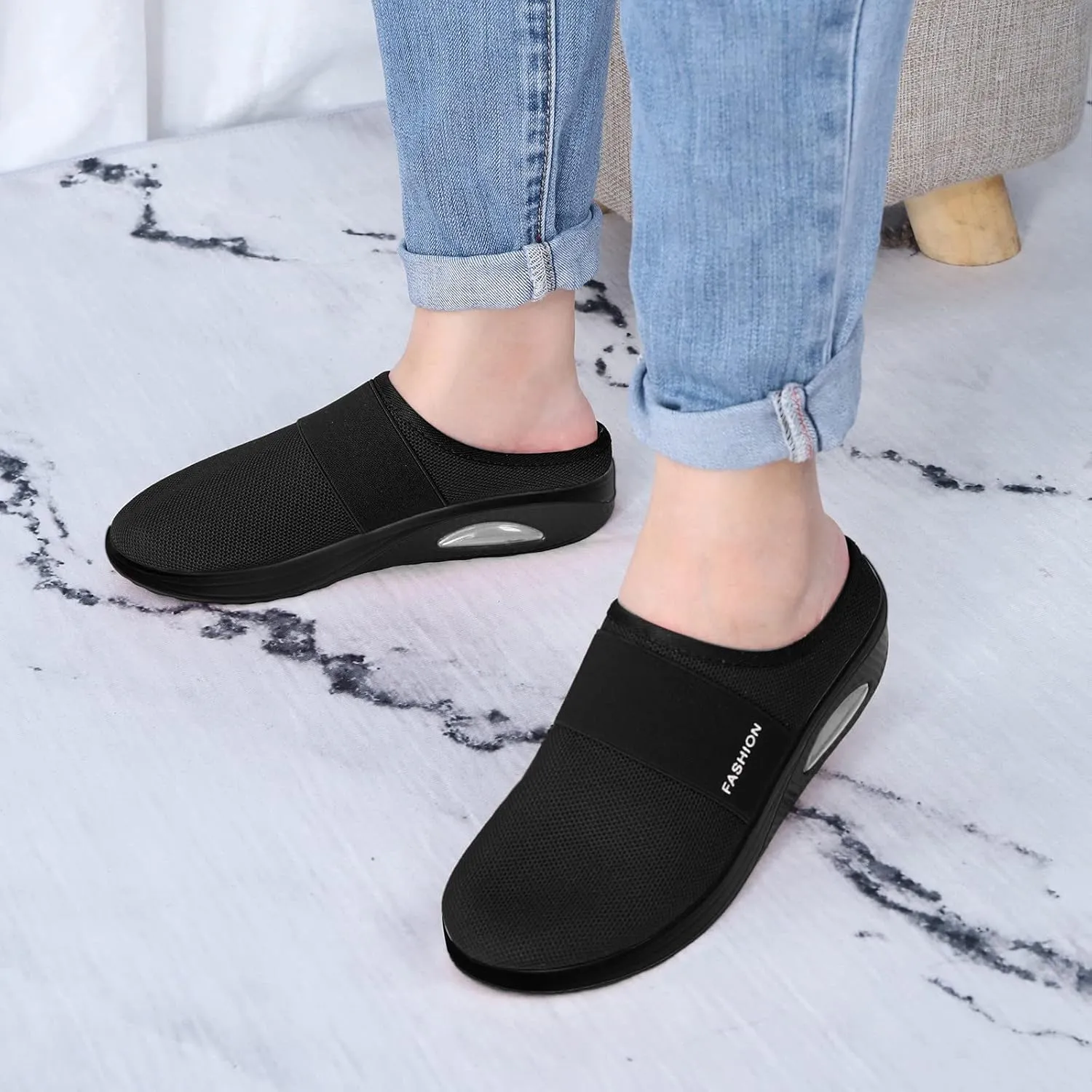 Women's Backless Slip on Mesh Sneakers Shoes Womens Running Shoes Comfortable Men Casual Dress Shoes Platform Sneakers Waterproof Tennis Shoe Cross Trainer Shoe
