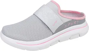 Womens Backless Sneakers Mesh Slip-on Mule Shoes Mens Running Shoes Sports White Casual Shoes Waterproof Sneakers Black Tennis Shoe Loafers Casual Slip On