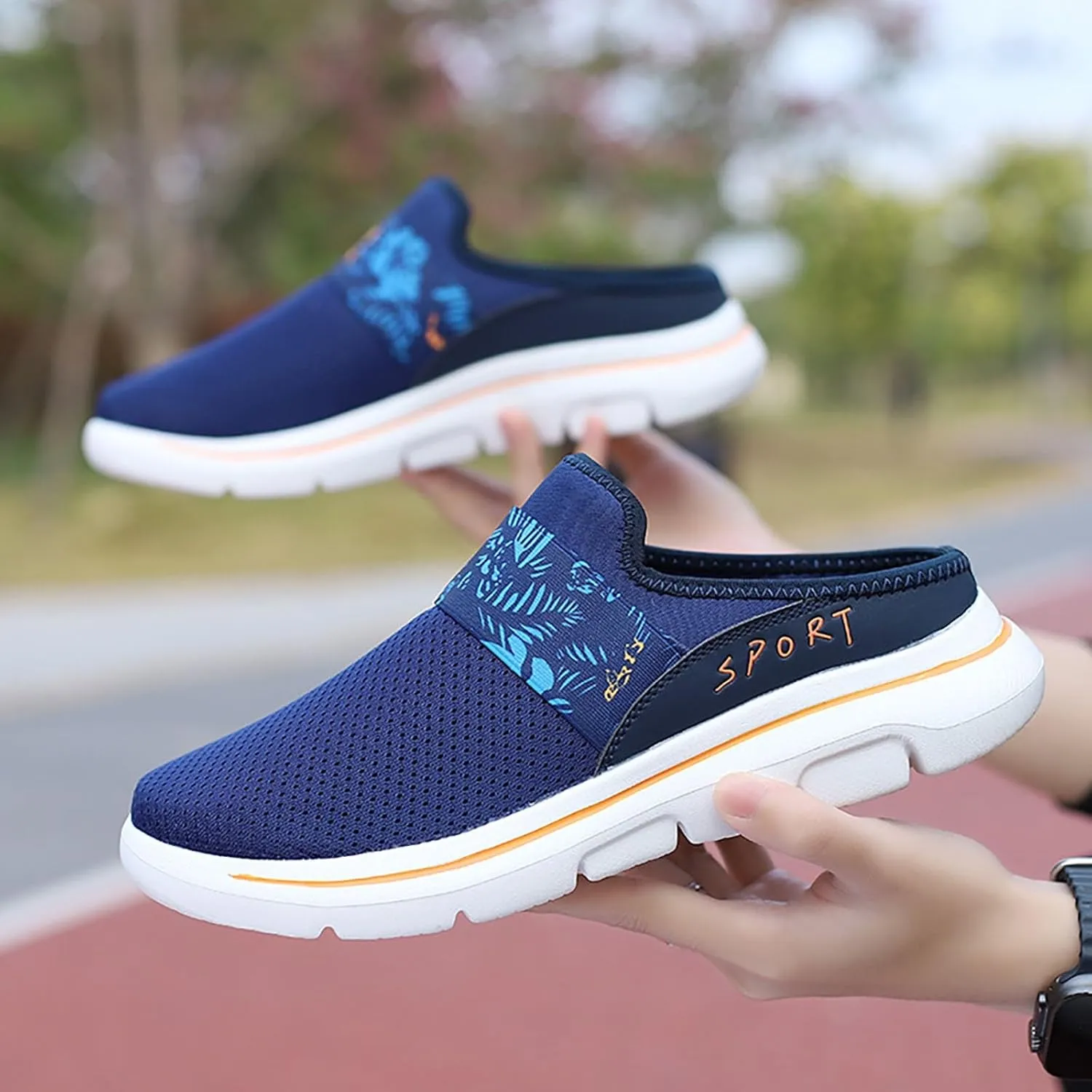 Womens Breathable Mesh Walking Mules Sneakers Mens Dress Shoes Arch Support Men Shoes Casual Dress Sneakers Slip On Tennis Shoe Loafers Casual Slip On