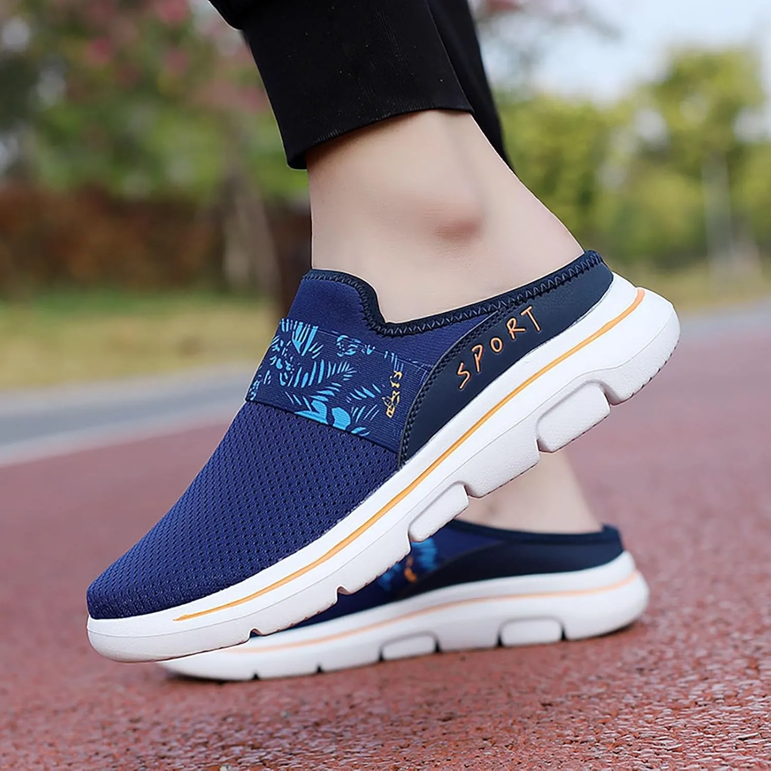 Womens Breathable Mesh Walking Mules Sneakers Mens Dress Shoes Arch Support Men Shoes Casual Dress Sneakers Slip On Tennis Shoe Loafers Casual Slip On