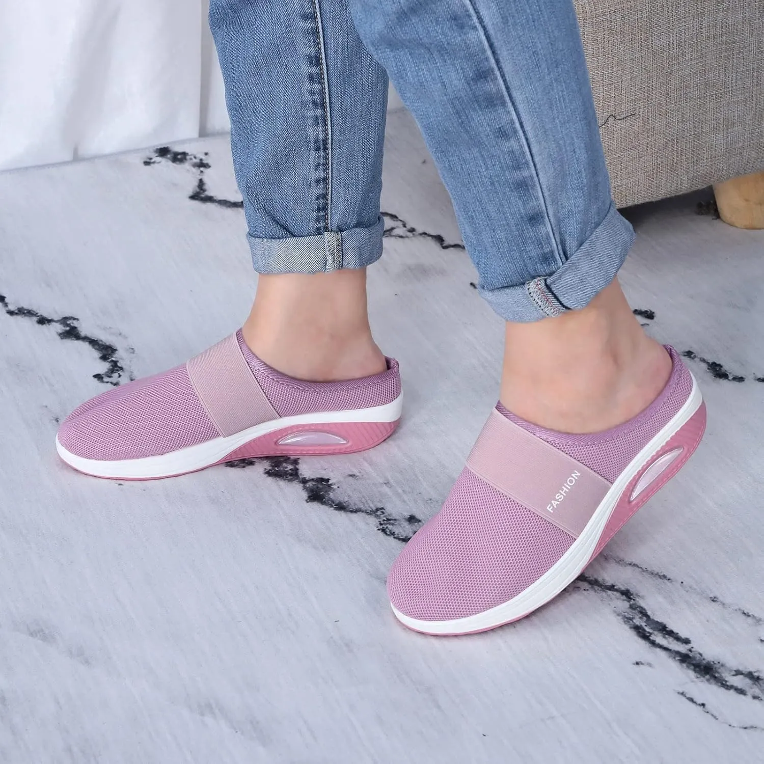 Women's Casual Slip on Half Shoes Breathable Tennis Shoes Womens Wide Width Women Casual Shoes Platform Sneakers Red Tennis Shoe Loafers Casual Slip On