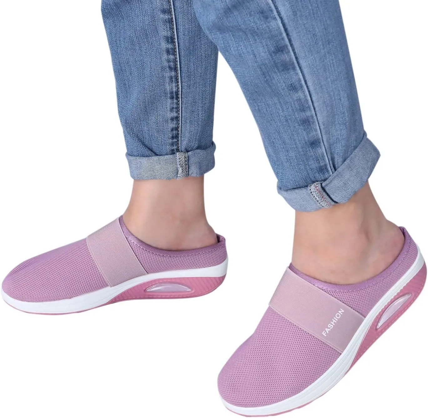Women's Casual Slip on Half Shoes Breathable Tennis Shoes Womens Wide Width Women Casual Shoes Platform Sneakers Red Tennis Shoe Loafers Casual Slip On