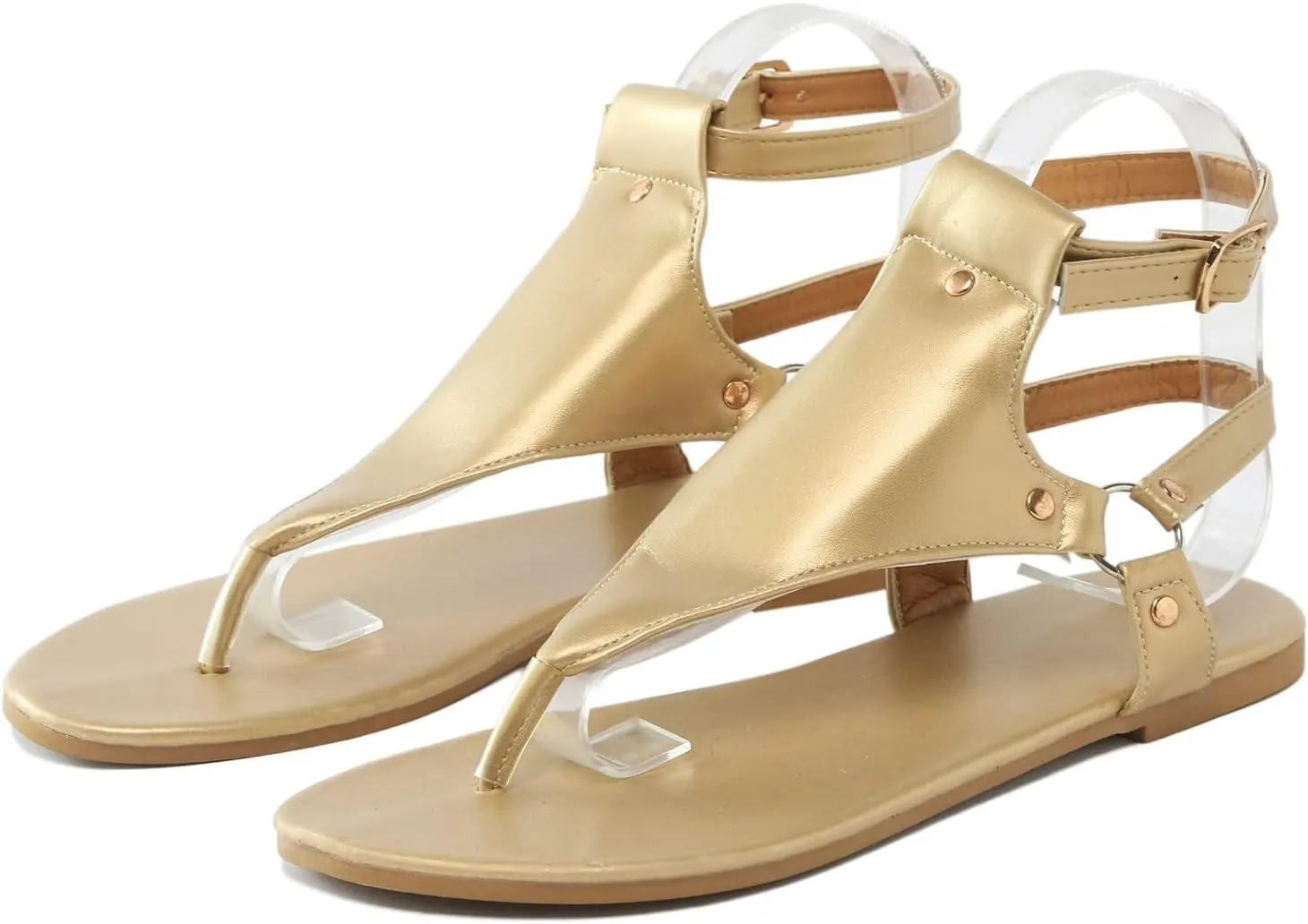 Womens Dressy Thong Sandals Comfortable Buckle Ankle Strap Strappy Flat Sandals Thong Flip Flops Dressy Summer Walking Beach Sandal Flat Open Toe Shoes Travel Walking Shoe