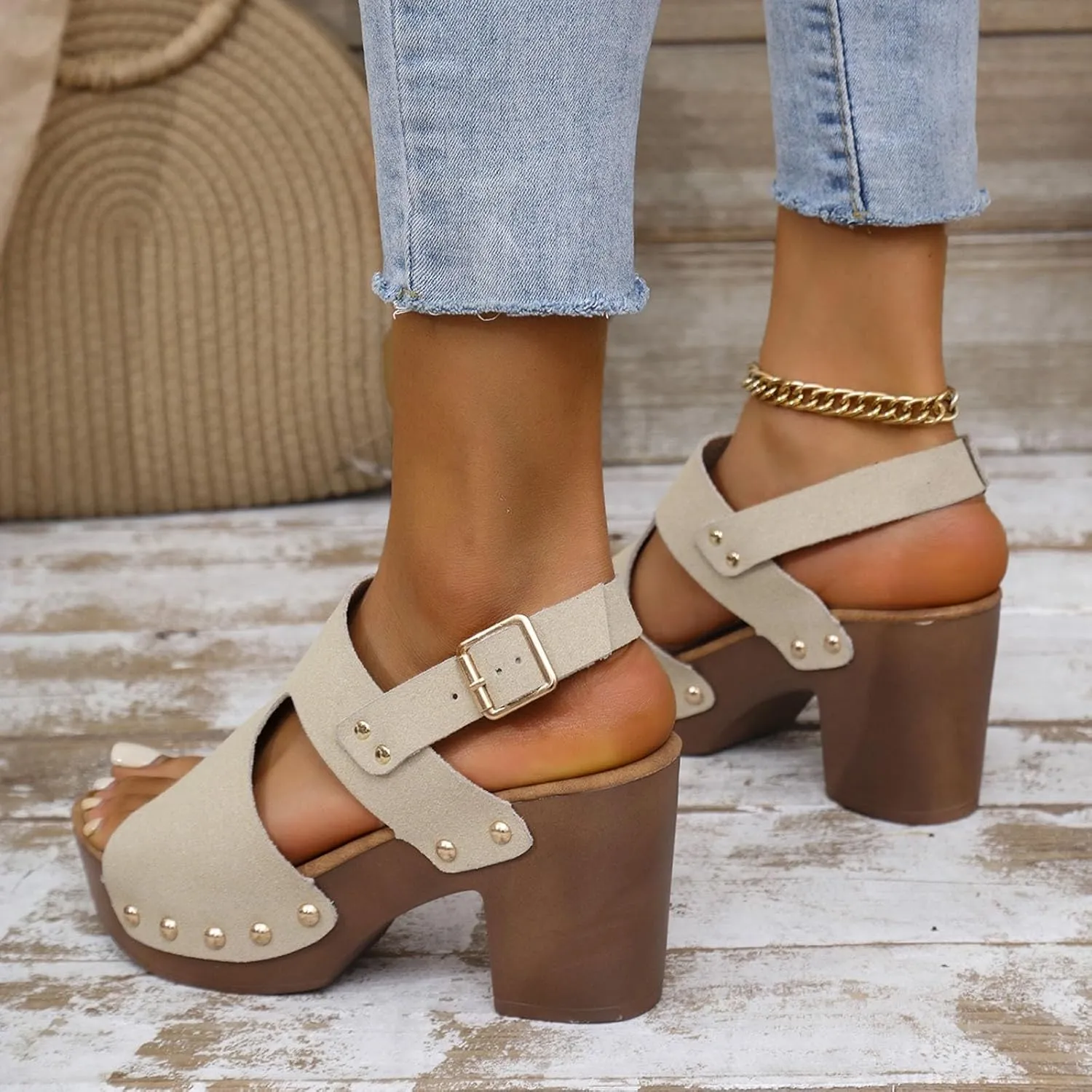 Women's Fashion Hollow Leather Wedge Sandals Casual Comfortable Shoes Sandals Women 42