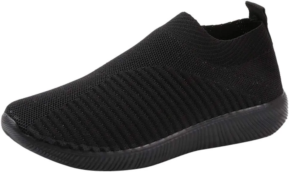 Women's Fashion Sneaker Mesh Slip On Black Non Slip Shoes for Women Comfortable Running Shoes for Women White Loafers Women Womens White Sneaker