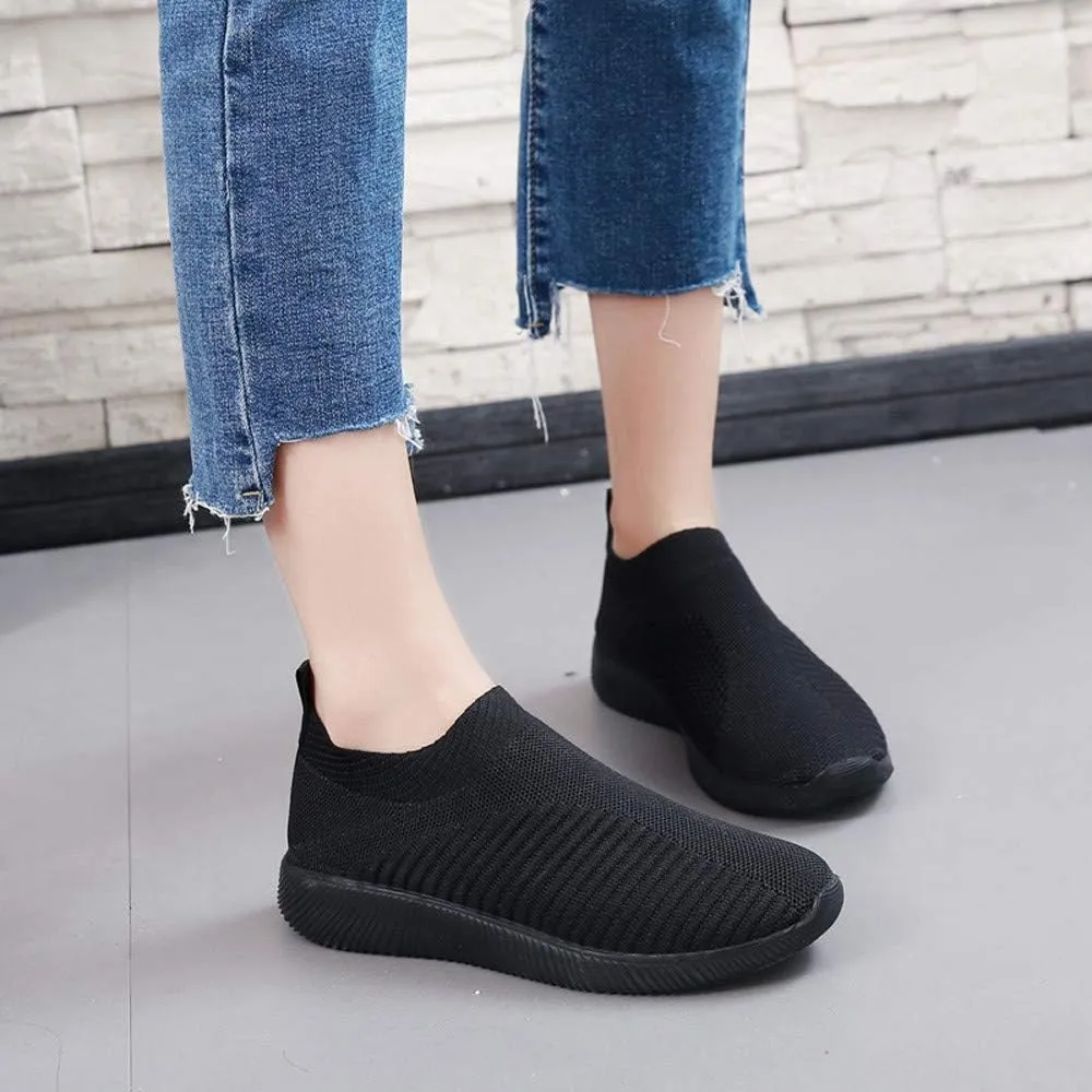 Women's Fashion Sneaker Mesh Slip On Black Non Slip Shoes for Women Comfortable Running Shoes for Women White Loafers Women Womens White Sneaker