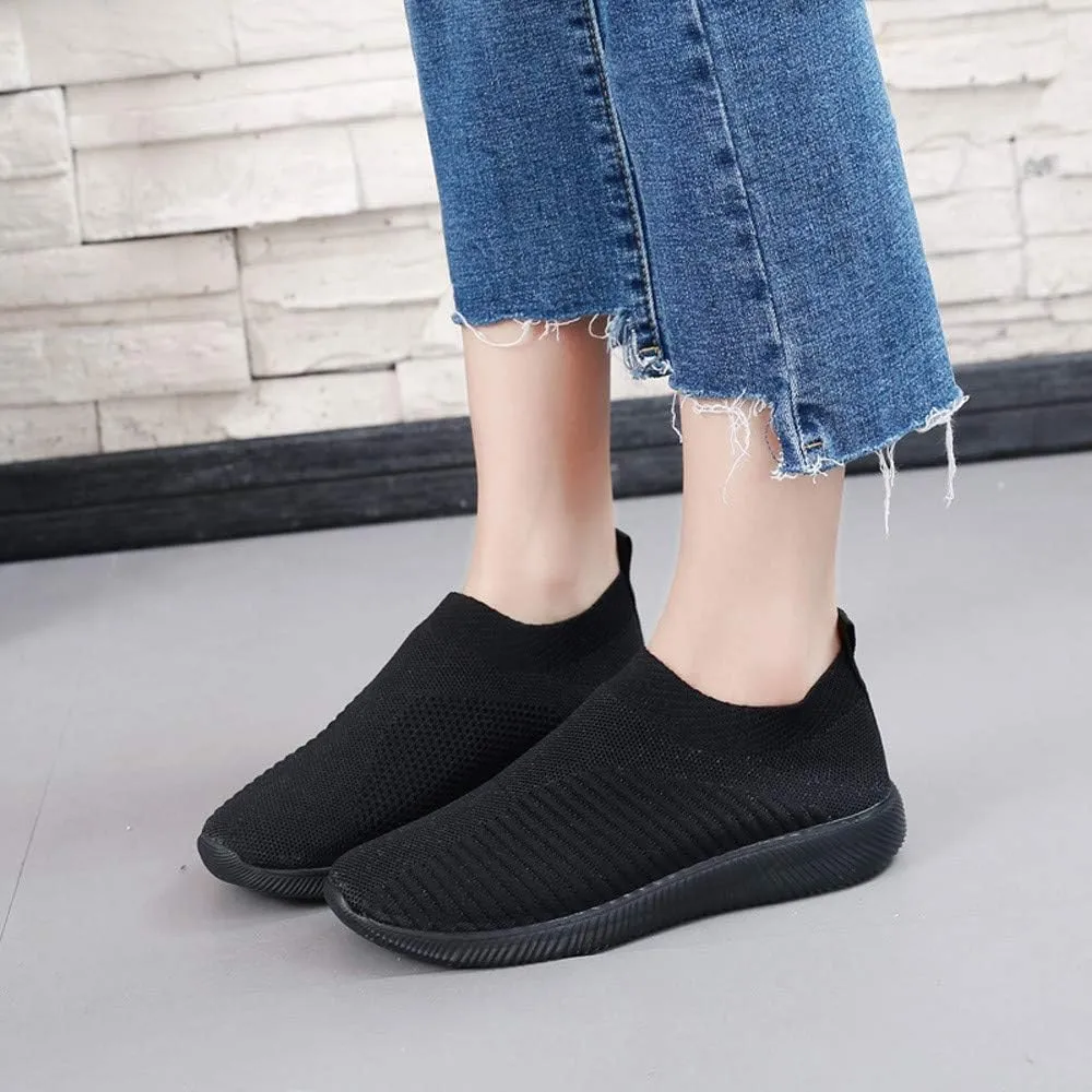 Women's Fashion Sneaker Mesh Slip On Black Non Slip Shoes for Women Comfortable Running Shoes for Women White Loafers Women Womens White Sneaker