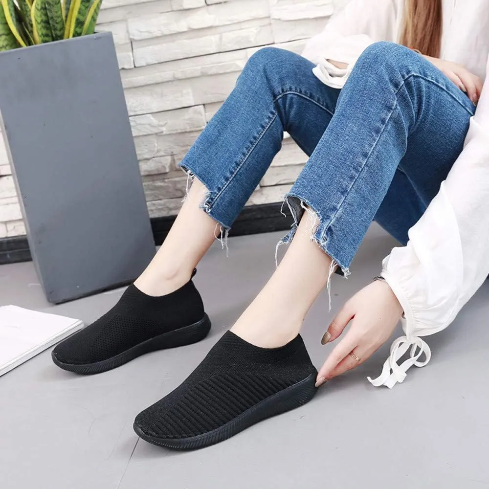 Women's Fashion Sneaker Mesh Slip On Black Non Slip Shoes for Women Comfortable Running Shoes for Women White Loafers Women Womens White Sneaker