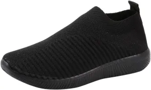 Women's Fashion Sneaker Mesh Slip On Black Non Slip Shoes for Women Comfortable Running Shoes for Women White Loafers Women Womens White Sneaker