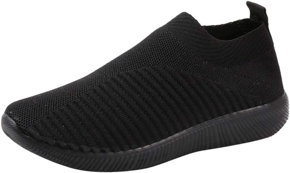 Women's Fashion Sneaker Mesh Slip On Black Non Slip Shoes for Women Comfortable Running Shoes for Women White Loafers Women Womens White Sneaker