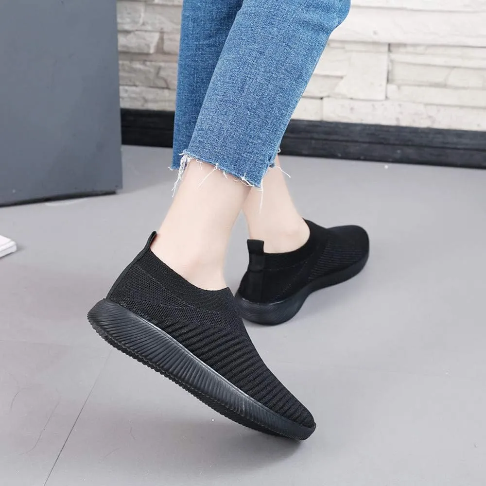 Women's Fashion Sneaker Mesh Slip On Black Non Slip Shoes for Women Comfortable Running Shoes for Women White Loafers Women Womens White Sneaker