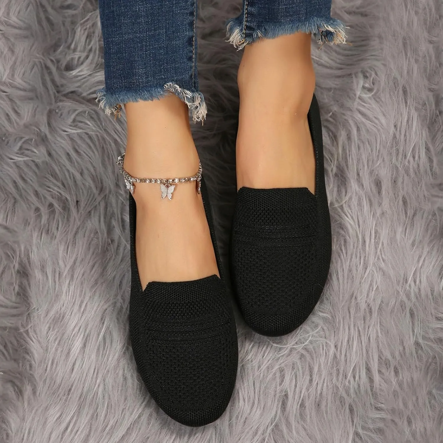 Womens Foldable Knit Penny Loafer Soft Flat Shoes Dressy Slip On Cute Driving Moccasins 2025 New Casual Work Office
