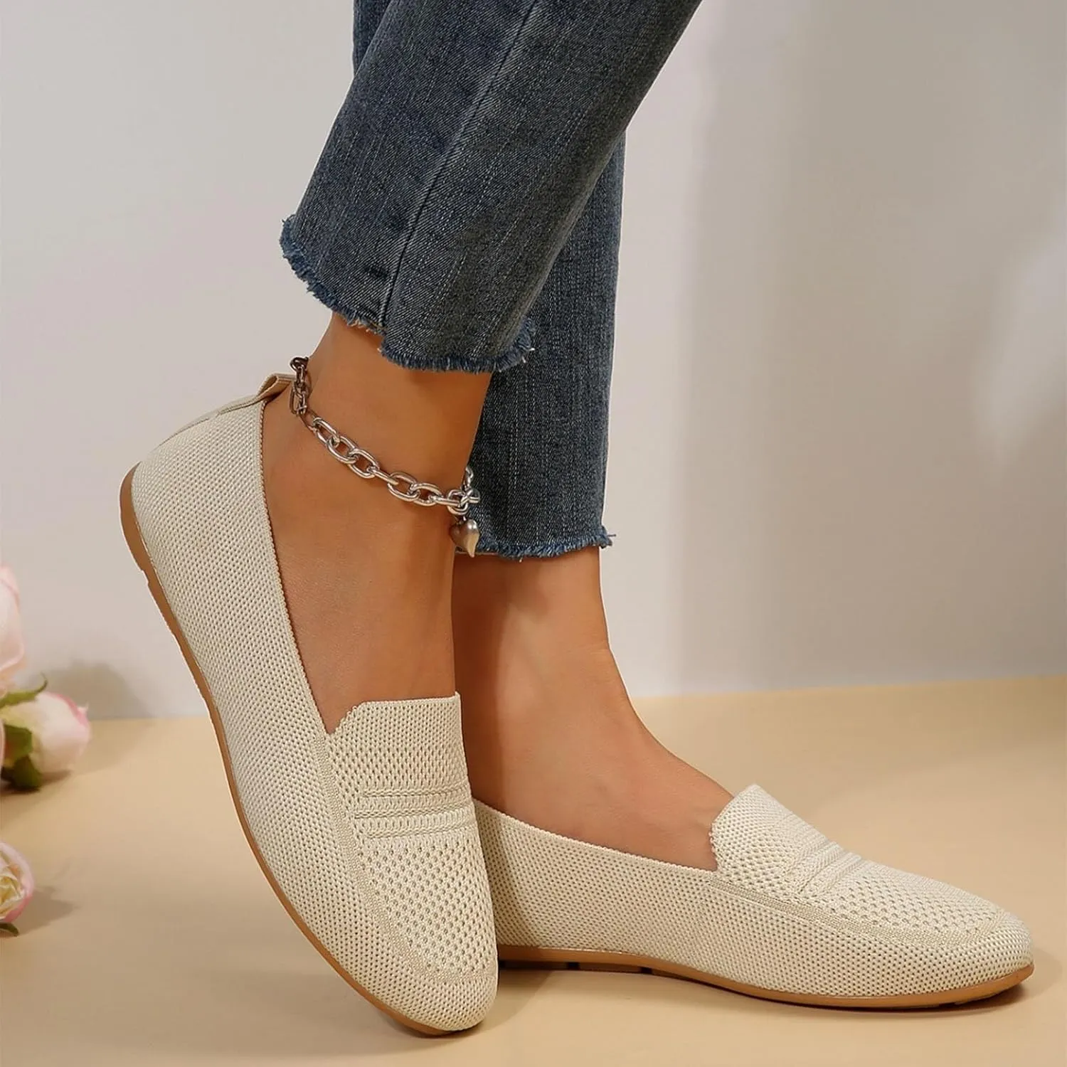 Womens Foldable Knit Penny Loafer Soft Flat Shoes Dressy Slip On Cute Driving Moccasins 2025 New Casual Work Office