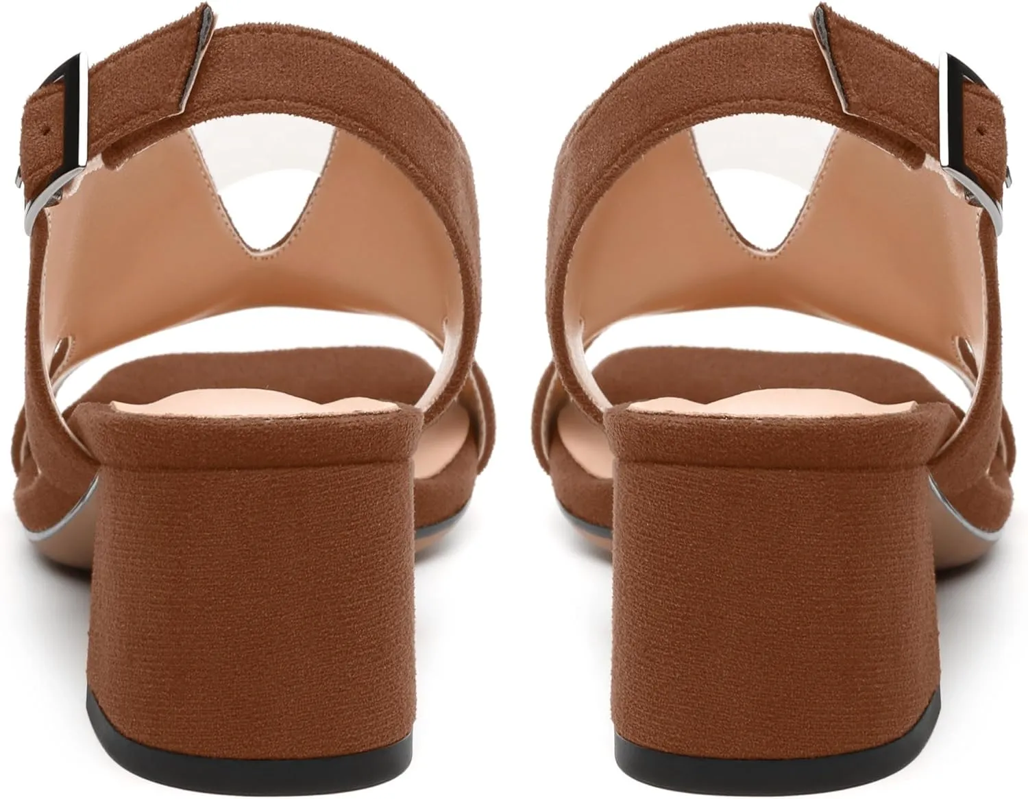 Womens Heeled Sandals, Peep Toe Mid Block Heel Slingback Sandals for Women, Leather Insole Chunky Heel Sandals 2"