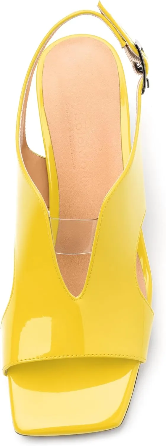 Womens Heeled Sandals, Square Peep Toe Mid Block Heel Slingback Sandals for Women, Leather Insole Chunky Heel Sandals with Buckle 2"