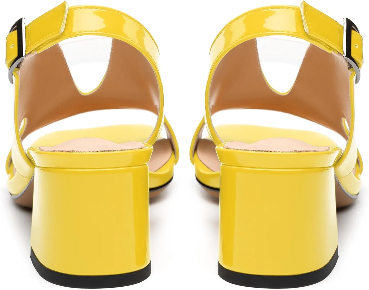 Womens Heeled Sandals, Square Peep Toe Mid Block Heel Slingback Sandals for Women, Leather Insole Chunky Heel Sandals with Buckle 2"