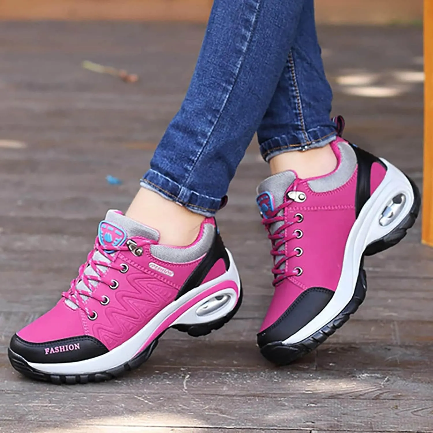 Womens Hiking Boots Orthopedic Wedge Arch Support Zipper Loafers Cloud Breathable Fahion Running Walking Causal Shoes
