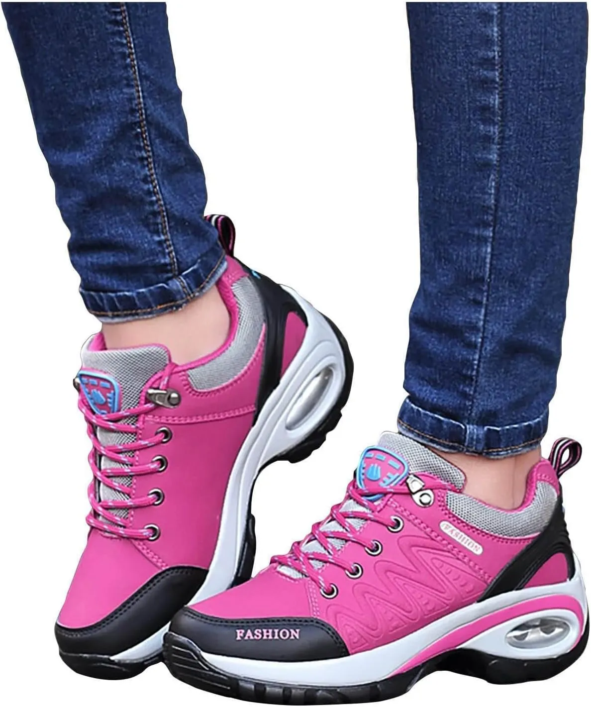 Womens Hiking Boots Orthopedic Wedge Arch Support Zipper Loafers Cloud Breathable Fahion Running Walking Causal Shoes