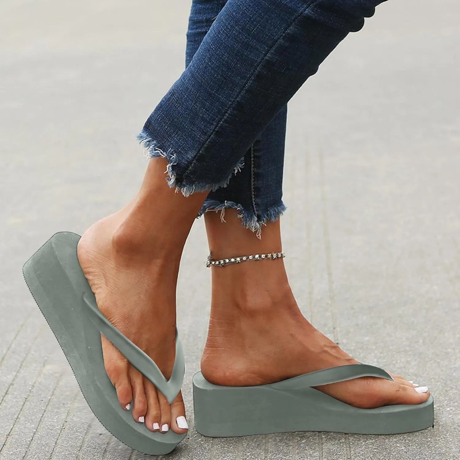 Women's Ladies Platform Wedges Bohemian Beach Shoes Slippers Sandals Summer Beach Flip Flops for Women