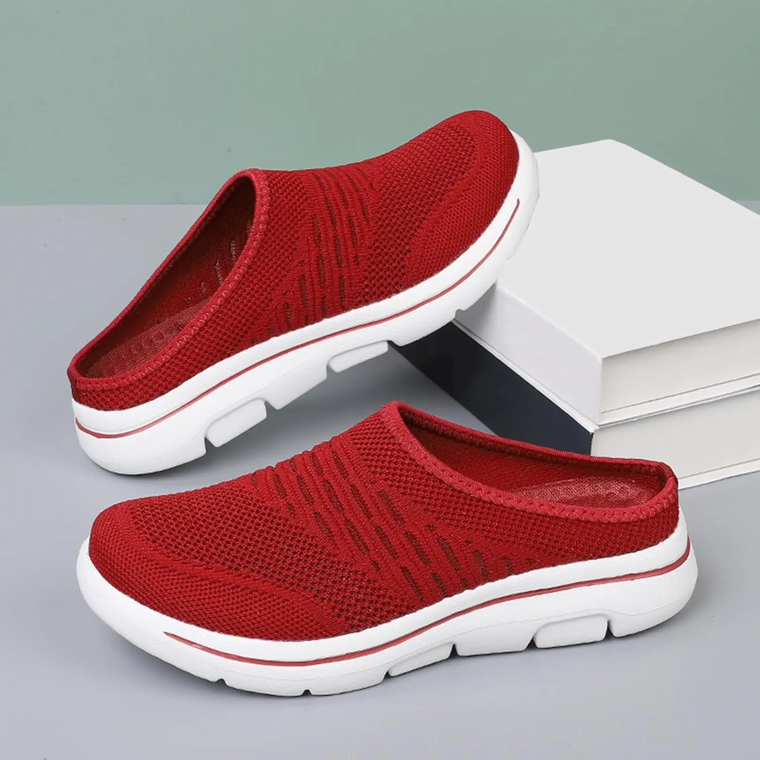 Women's Mesh Breathable Soft Sole Mules Sandals Casual Comfortable Outdoor Sports Wedge Shoes Arch Support Beach Sandals Closed Toe Slides Orthopedic Diabetic Shoes