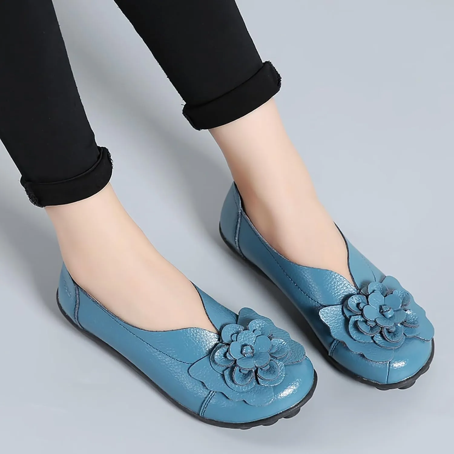 Womens Orthopedic Loafers Summer Comfortable Closed Toe Low Heel Flat Wide Width Flats Breathable Casual Outdoor Shoes Work Dressy Shoe Shopping Standing Shoes