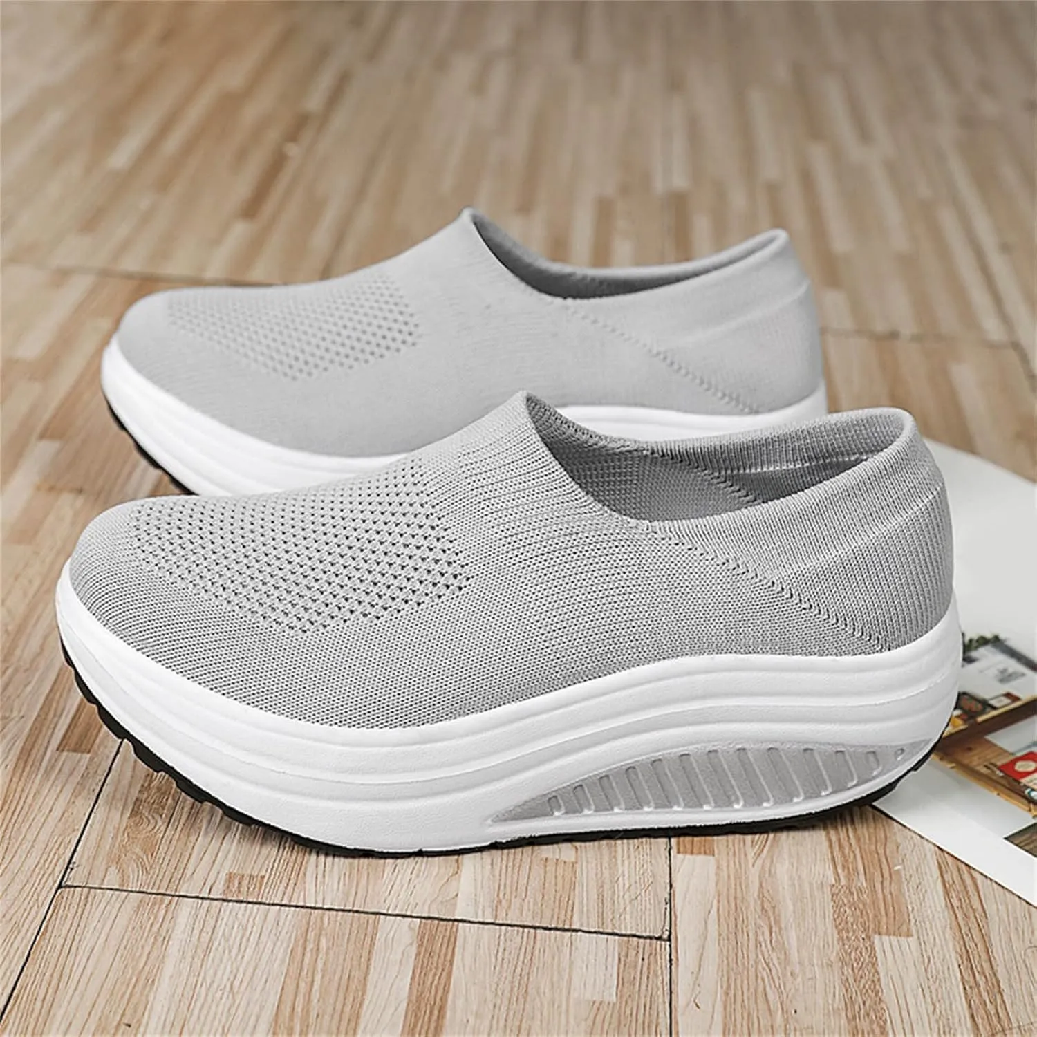 Women's Orthopedic Walking Shoes Air-Cushion Sneakers for Women 2025 Casual Mesh Summer Slip-On Breathable Shoe Closed Toe Solid Color Sneaker with Arch-Support