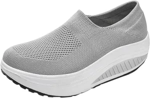 Women's Orthopedic Walking Shoes Air-Cushion Sneakers for Women 2025 Casual Mesh Summer Slip-On Breathable Shoe Closed Toe Solid Color Sneaker with Arch-Support