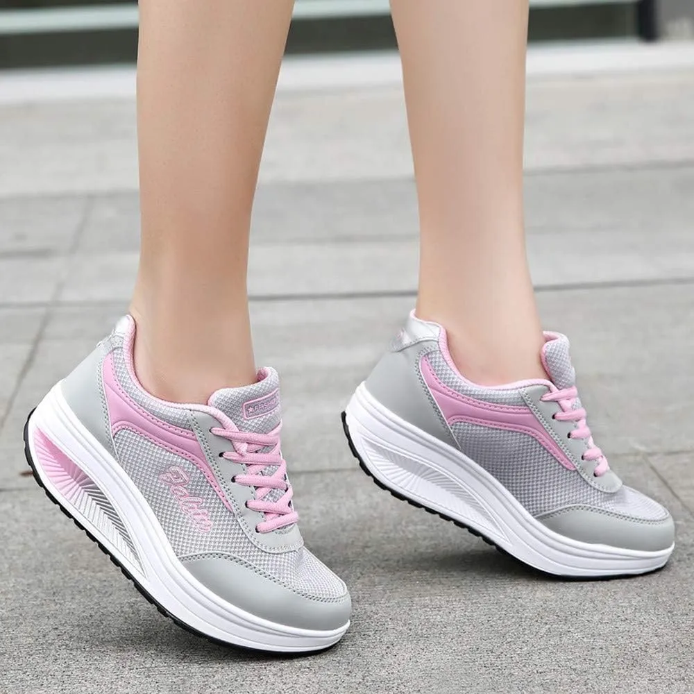 Women's Orthopedic Walking Shoes Sneakers for Ladies 2025 Casual Mesh Summer Air-Cushion Breathable Shoe Closed Toe Lace up Platform Casual Shoe