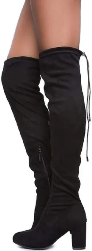 Women's Over The Knee Boots Stretchy Thigh High Chunky Block Heel Boots
