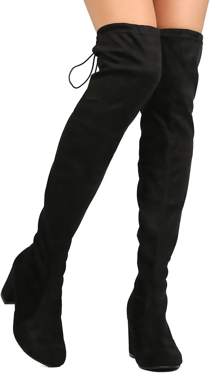 Women's Over The Knee Boots Stretchy Thigh High Chunky Block Heel Boots