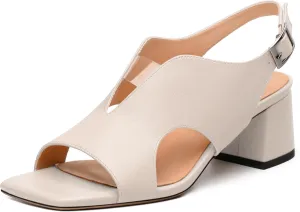 Womens Slingback Sandals, Peep Toe Mid Block heel Sandals for Women, Leather Insole Comfort Sandals 2"