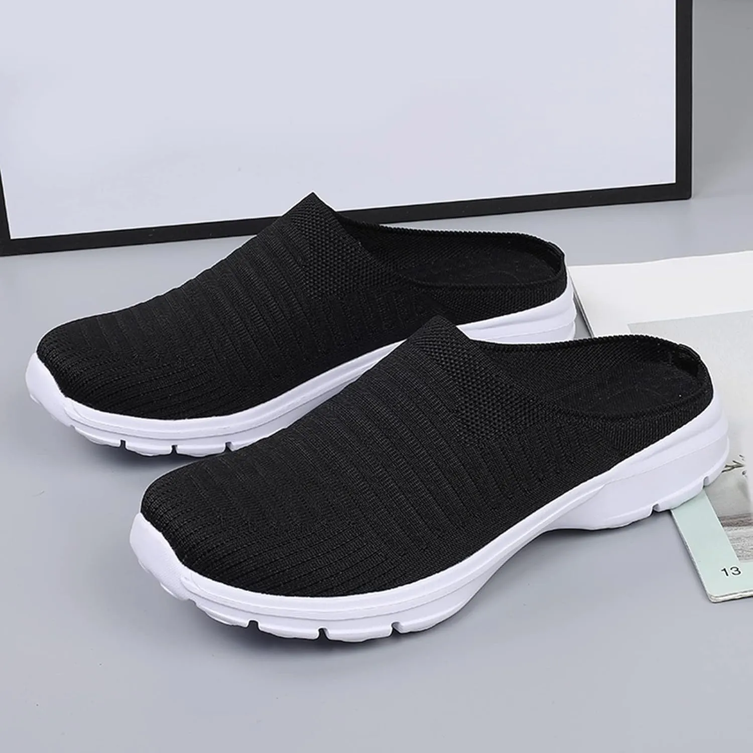 Women's Slip-on Mule Sneakers Lightweight Tennis Shoes Womens Food Service Ladies Casual Shoes Fashion Sneakers White Tennis Shoe Trainers Shoe