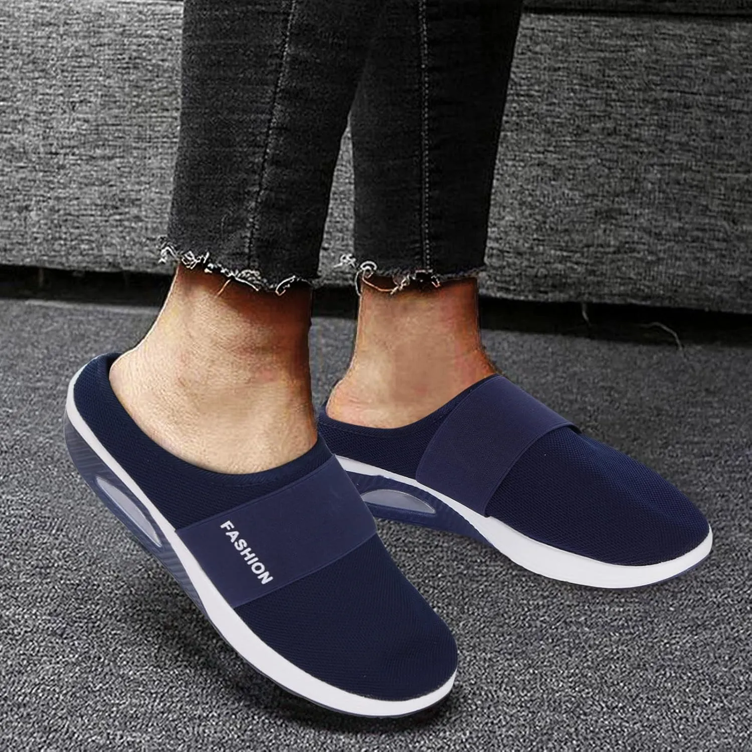 Women's Slip-On Orthopedic Arch Support Backless Mens Tennis Shoes Mesh Breathable Men Casual Shoes Black Platform Sneaker Red Tennis Shoe Casual Loafers