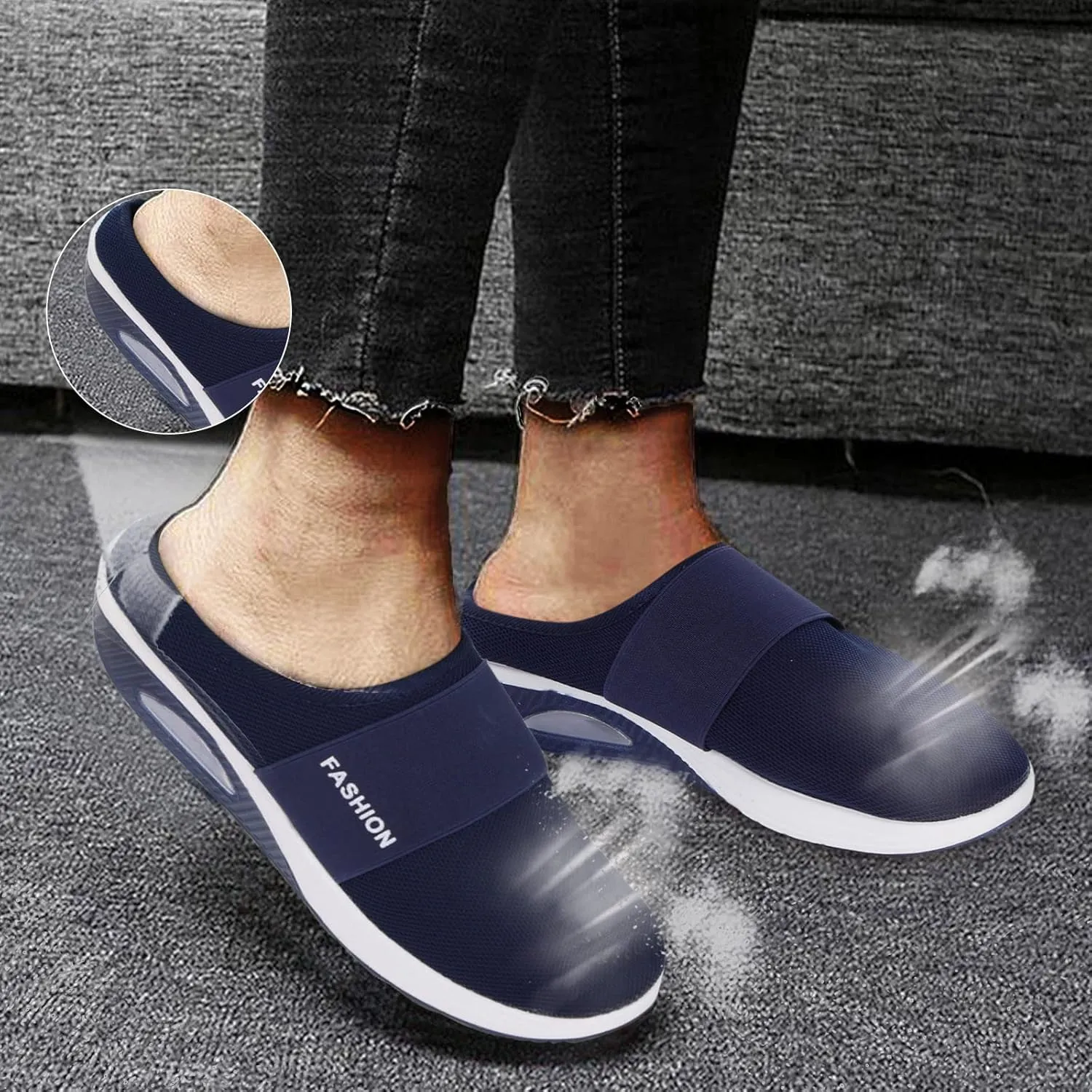 Women's Slip-On Orthopedic Arch Support Backless Mens Tennis Shoes Mesh Breathable Men Casual Shoes Black Platform Sneaker Red Tennis Shoe Casual Loafers