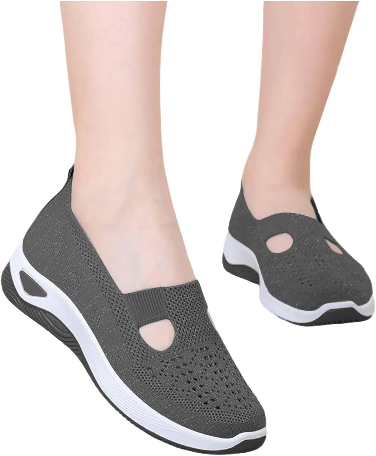 Women's Slip on Sneakers Shoes Woven Orthopedic Non Slip Work Shoes Women Wide Width Dress Casual Shoes Wedge Sneakers Waterproof Tennis Shoe Cross Trainer Shoe