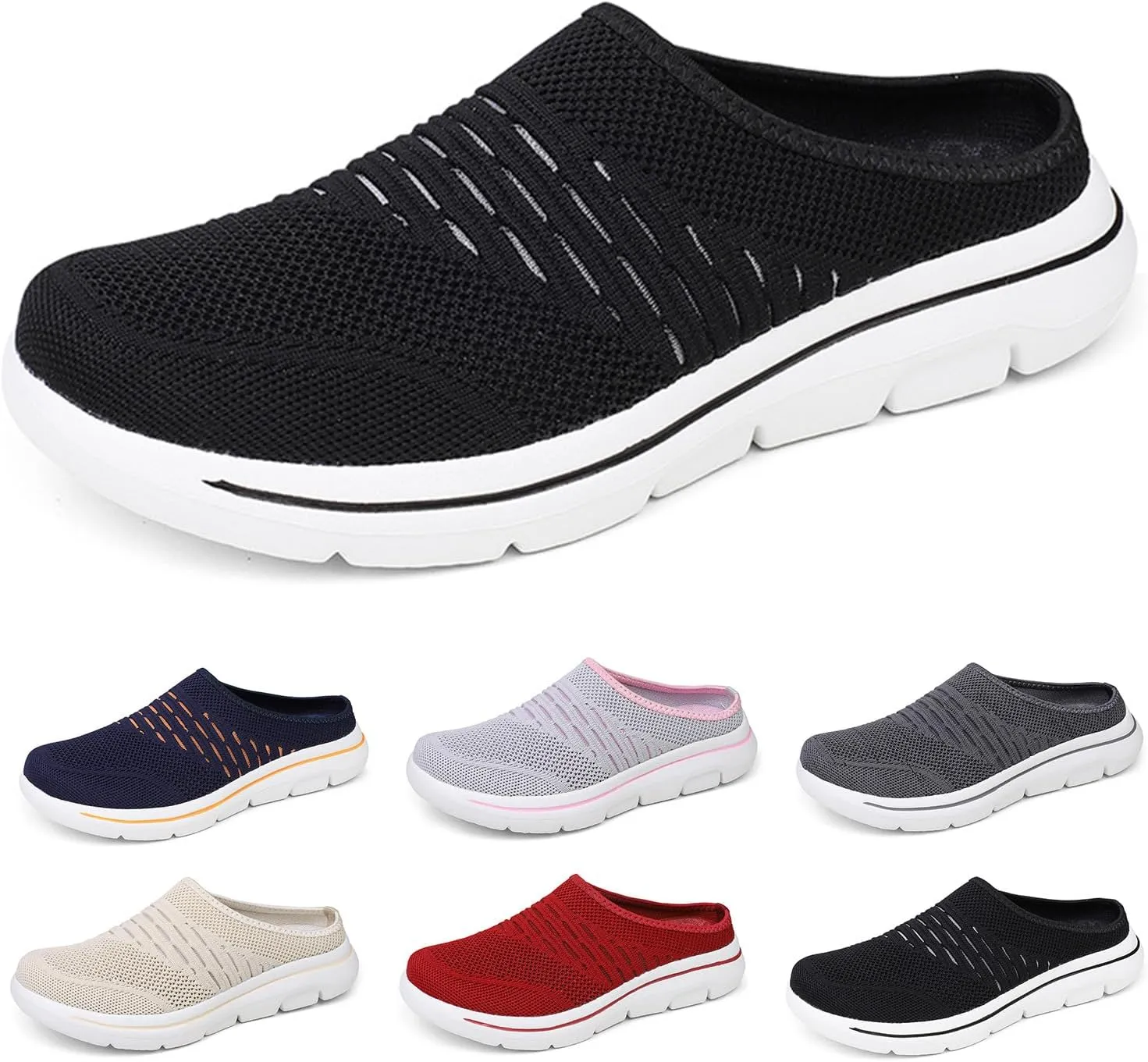 Womens Sneakers Mesh Slip-on Mule Shoes Non-Slip Breathable Beach Shoes Clogs Casual Closed Toe Slippers Travel Vacation Summer Shoe