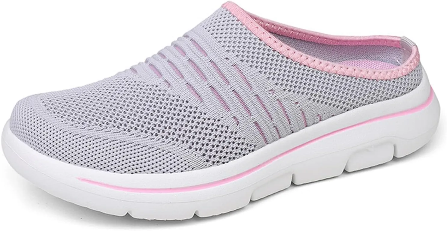 Womens Sneakers Mesh Slip-on Mule Shoes Non-Slip Breathable Beach Shoes Clogs Casual Closed Toe Slippers Travel Vacation Summer Shoe