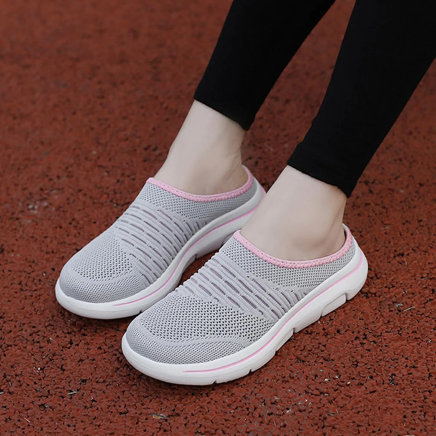 Womens Sneakers Mesh Slip-on Mule Shoes Non-Slip Breathable Beach Shoes Clogs Casual Closed Toe Slippers Travel Vacation Summer Shoe