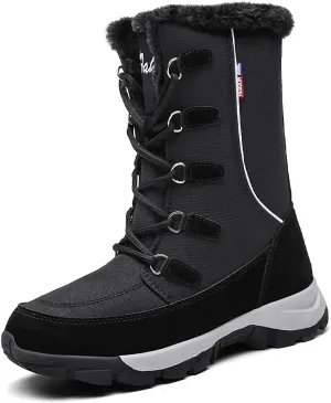 Women?s Snow Boots Plus Fleece Warm Non-Slip Waterproof Outdoor Winter Ski Insulated High-Top Hiking Boots