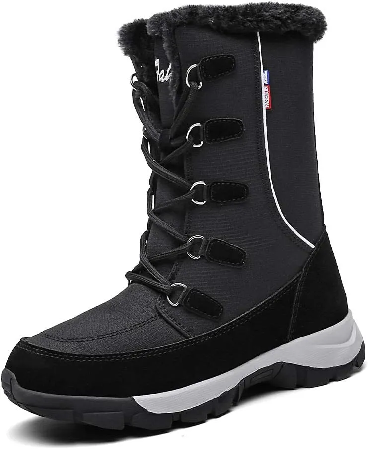 Women?s Snow Boots Plus Fleece Warm Non-Slip Waterproof Outdoor Winter Ski Insulated High-Top Hiking Boots