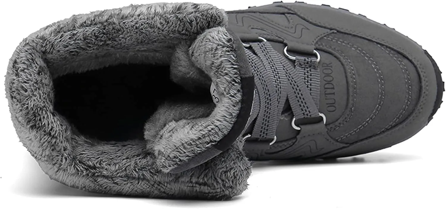 Women?s Snow Boots Plus Fleece Warm Non-Slip Waterproof Outdoor Winter Ski Insulated High-Top Hiking Boots