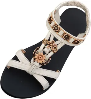 Women's Summer Sandals Open Toe Flat Comfortable Slip On Casual Wear For Daily Use Beach Walking Jeans Outfit