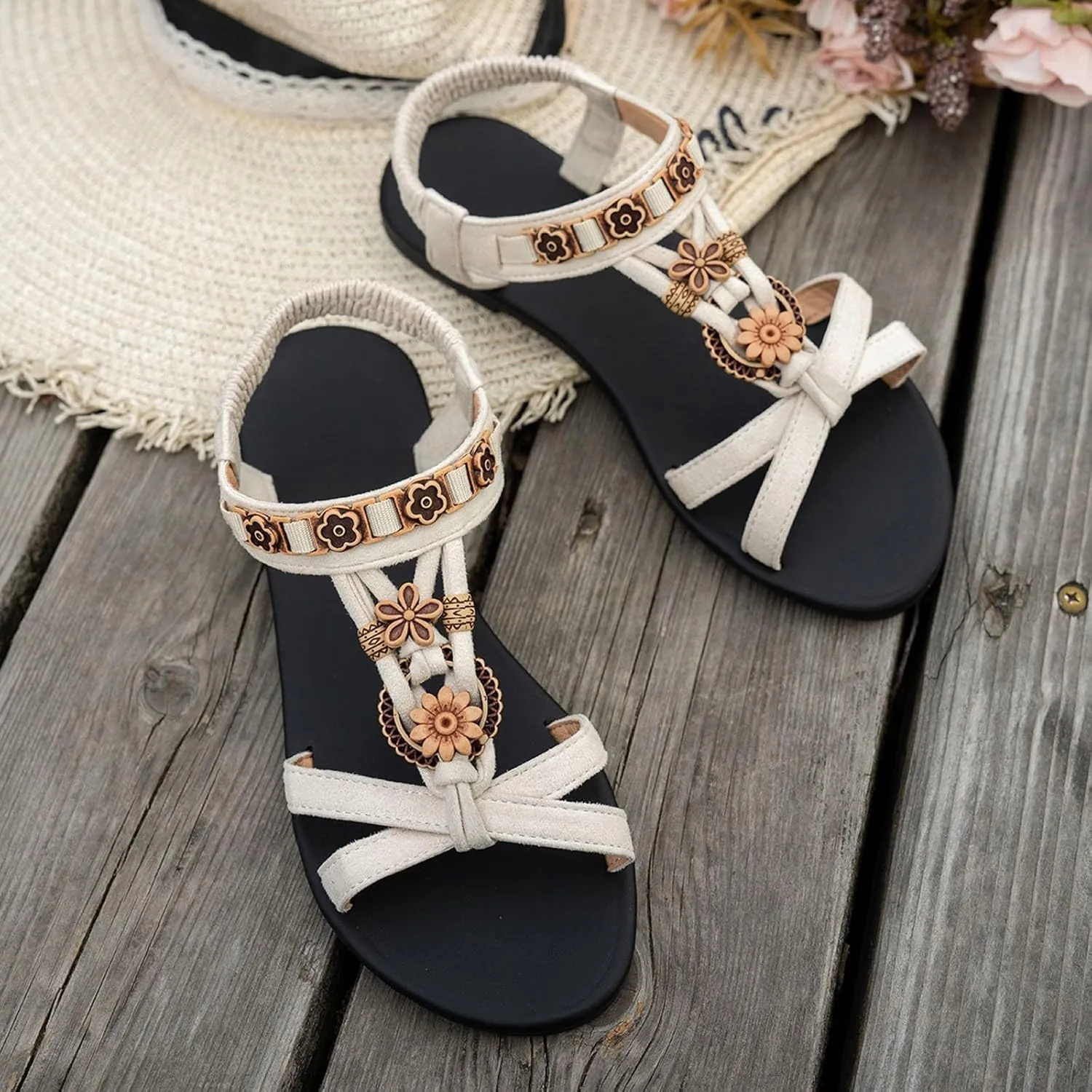 Women's Summer Sandals Open Toe Flat Comfortable Slip On Casual Wear For Daily Use Beach Walking Jeans Outfit