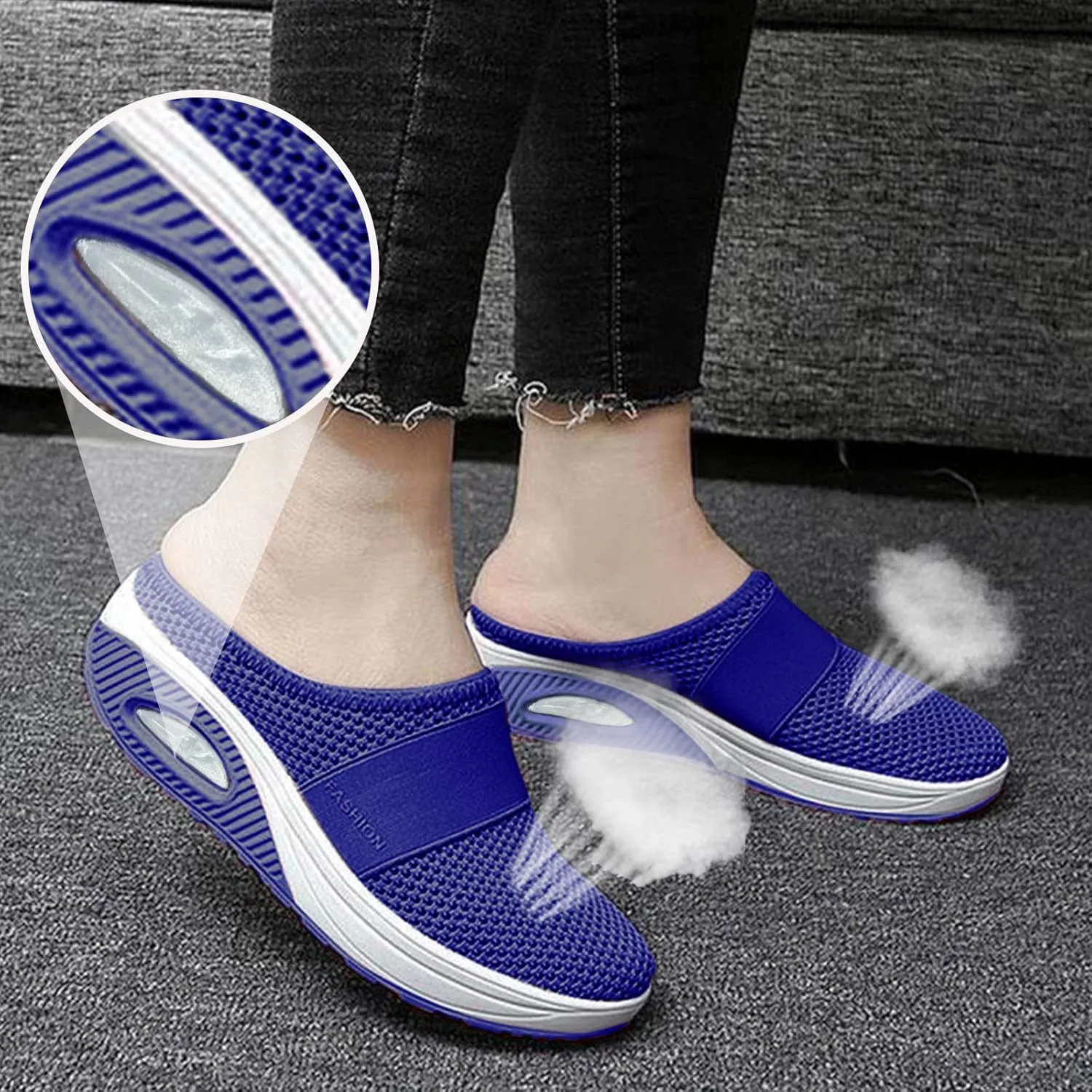 Womens Tennis Slipper Sneakers Breathable Fitness Shoes Slingback Lightweight Running Shoes Casual Platform Gym Sports Slip-Ons Memory Foam Orthopedic Wedges